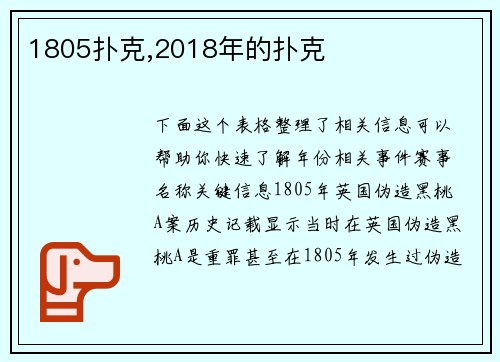 1805扑克,2018年的扑克